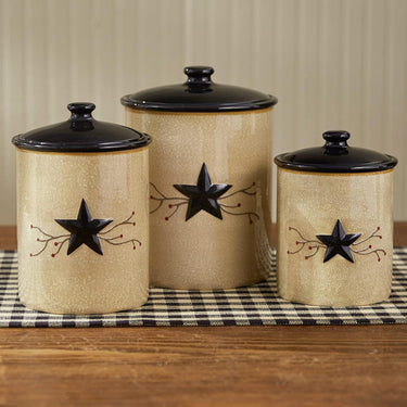 Star Vine Farmhouse Canisters - Set of 3 Assorted Park Designs - The Fox Decor